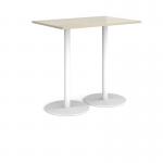 Monza rectangular poseur table with flat round white bases 1200mm x 800mm - made to order MPR1200-WH