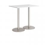 Monza rectangular poseur table with flat round white bases 1200mm x 800mm - made to order MPR1200-WH