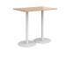 Monza rectangular poseur table with flat round white bases 1200mm x 800mm - beech MPR1200-WH-B