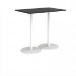Monza rectangular poseur table with flat round white bases 1200mm x 800mm - Black MPR1200-WH-BK