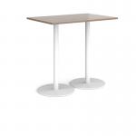 Monza rectangular poseur table with flat round white bases 1200mm x 800mm - barcelona walnut MPR1200-WH-BW