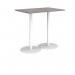 Monza rectangular poseur table with flat round white bases 1200mm x 800mm - grey oak MPR1200-WH-GO