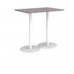 Monza rectangular poseur table with flat round white bases 1200mm x 800mm - grey oak MPR1200-WH-GO