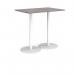 Monza rectangular poseur table with flat round white bases 1200mm x 800mm - grey oak