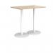 Monza rectangular poseur table with flat round white bases 1200mm x 800mm - kendal oak MPR1200-WH-KO