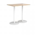 Monza rectangular poseur table with flat round white bases 1200mm x 800mm - kendal oak MPR1200-WH-KO