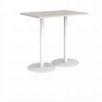 Monza rectangular poseur table with flat round white bases 1200mm x 800mm - Light Grey MPR1200-WH-LG