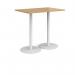 Monza rectangular poseur table with flat round white bases 1200mm x 800mm - oak MPR1200-WH-O