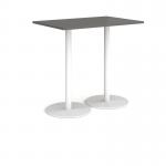 Monza rectangular poseur table with flat round white bases 1200mm x 800mm - Onyx Grey MPR1200-WH-OG