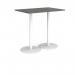 Monza rectangular poseur table with flat round white bases 1200mm x 800mm - Onyx Grey MPR1200-WH-OG
