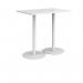 Monza rectangular poseur table with flat round white bases 1200mm x 800mm - white MPR1200-WH-WH