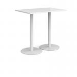 Monza rectangular poseur table with flat round white bases 1200mm x 800mm - white