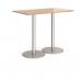 Monza rectangular poseur table with flat round brushed steel bases 1400mm x 800mm - made to order