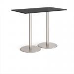 Monza rectangular poseur table with flat round brushed steel bases 1400mm x 800mm - Black MPR1400-BS-BK