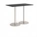 Monza rectangular poseur table with flat round brushed steel bases 1400mm x 800mm - Black MPR1400-BS-BK