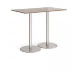 Monza rectangular poseur table with flat round brushed steel bases 1400mm x 800mm - barcelona walnut MPR1400-BS-BW
