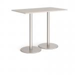 Monza rectangular poseur table with flat round brushed steel bases 1400mm x 800mm - Light Grey MPR1400-BS-LG