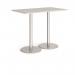 Monza rectangular poseur table with flat round brushed steel bases 1400mm x 800mm - Light Grey MPR1400-BS-LG