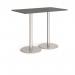 Monza rectangular poseur table with flat round brushed steel bases 1400mm x 800mm - Onyx Grey MPR1400-BS-OG
