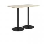 Monza rectangular poseur table with flat round black bases 1400mm x 800mm - made to order MPR1400-K