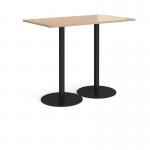 Monza rectangular poseur table with flat round black bases 1400mm x 800mm - made to order MPR1400-K