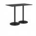 Monza rectangular poseur table with flat round black bases 1400mm x 800mm - Black MPR1400-K-BK