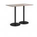 Monza rectangular poseur table with flat round black bases 1400mm x 800mm - barcelona walnut