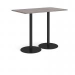 Monza rectangular poseur table with flat round black bases 1400mm x 800mm - grey oak MPR1400-K-GO