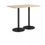 Monza rectangular poseur table with flat round black bases 1400mm x 800mm - kendal oak MPR1400-K-KO