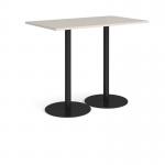 Monza rectangular poseur table with flat round black bases 1400mm x 800mm - Light Grey MPR1400-K-LG