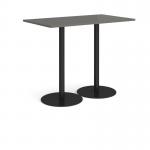 Monza rectangular poseur table with flat round black bases 1400mm x 800mm - Onyx Grey MPR1400-K-OG