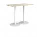 Monza rectangular poseur table with flat round white bases 1400mm x 800mm - made to order MPR1400-WH