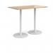 Monza rectangular poseur table with flat round white bases 1400mm x 800mm - beech MPR1400-WH-B