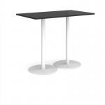 Monza rectangular poseur table with flat round white bases 1400mm x 800mm - Black MPR1400-WH-BK