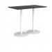 Monza rectangular poseur table with flat round white bases 1400mm x 800mm - Black MPR1400-WH-BK