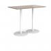 Monza rectangular poseur table with flat round white bases 1400mm x 800mm - barcelona walnut MPR1400-WH-BW