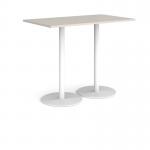 Monza rectangular poseur table with flat round white bases 1400mm x 800mm - Light Grey MPR1400-WH-LG
