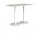 Monza rectangular poseur table with flat round white bases 1400mm x 800mm - Light Grey MPR1400-WH-LG