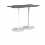 Monza rectangular poseur table with flat round white bases 1400mm x 800mm - Onyx Grey MPR1400-WH-OG