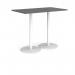 Monza rectangular poseur table with flat round white bases 1400mm x 800mm - Onyx Grey MPR1400-WH-OG