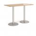 Monza rectangular poseur table with flat round brushed steel bases 1600mm x 800mm - made to order