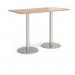 Monza rectangular poseur table with flat round brushed steel bases 1600mm x 800mm - beech MPR1600-BS-B