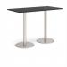 Monza rectangular poseur table with flat round brushed steel bases 1600mm x 800mm - Black MPR1600-BS-BK