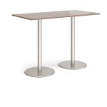 Monza rectangular poseur table with flat round brushed steel bases 1600mm x 800mm - barcelona walnut MPR1600-BS-BW