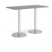 Monza rectangular poseur table with flat round brushed steel bases 1600mm x 800mm - grey oak MPR1600-BS-GO