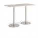 Monza rectangular poseur table with flat round brushed steel bases 1600mm x 800mm - Light Grey MPR1600-BS-LG