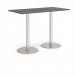 Monza rectangular poseur table with flat round brushed steel bases 1600mm x 800mm - Onyx Grey MPR1600-BS-OG