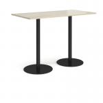 Monza rectangular poseur table with flat round black bases 1600mm x 800mm - made to order MPR1600-K
