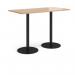 Monza rectangular poseur table with flat round black bases 1600mm x 800mm - beech MPR1600-K-B