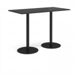 Monza rectangular poseur table with flat round black bases 1600mm x 800mm - Black MPR1600-K-BK